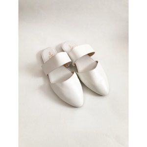 Yoshi Samara Wht Leather Vicky Point Toe Mules 9